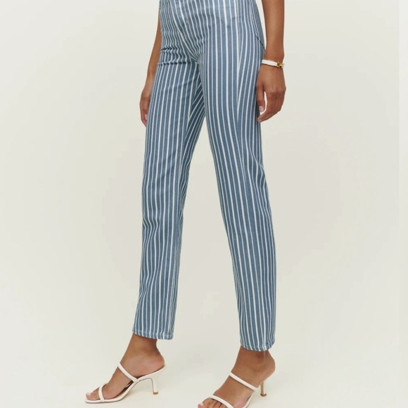 Reformation Cynthia striped high rise straight jeans 25 - Picture 7 of 9